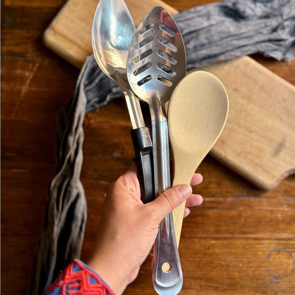 11” Slotted Stainless Steel Basting/Serving Spoon With Coated Handle